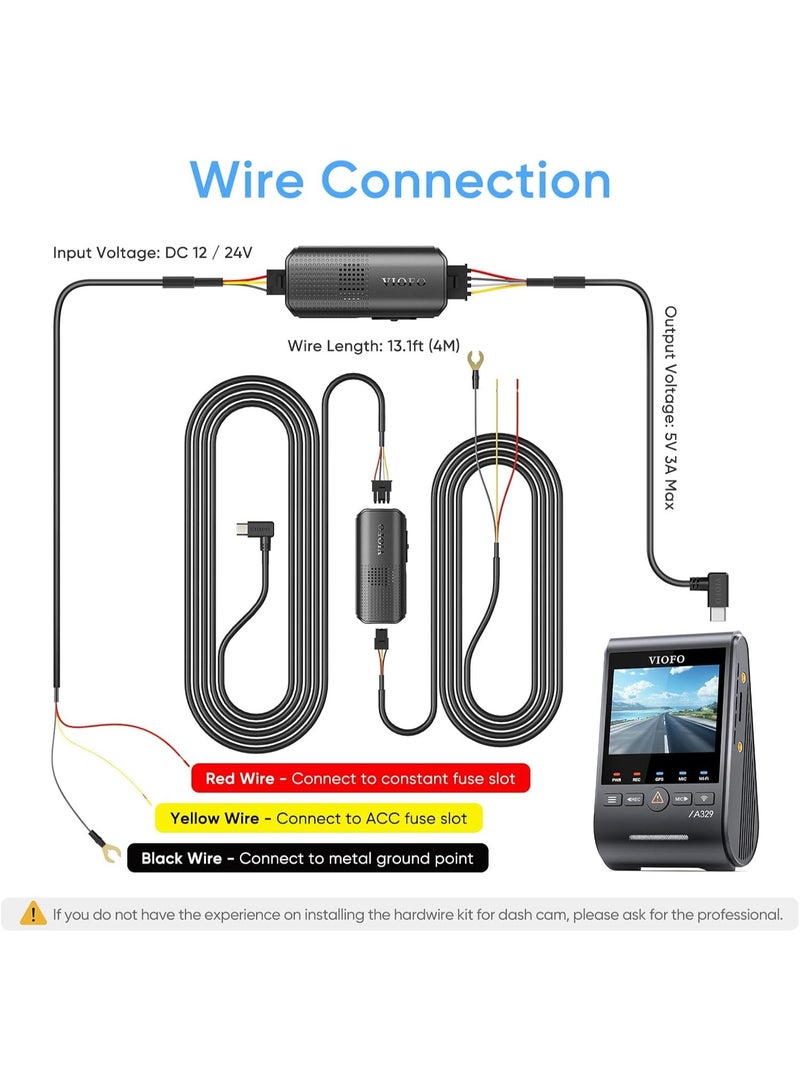 Viofo HK6 Dash Cam Hardwire Kit USB‑C 4M – USB‑C Hard Wire Kit for Dash Cameras 12V/24V, Low Power Consumption with Hybrid Parking Mode & Voltage Protection - Image 3